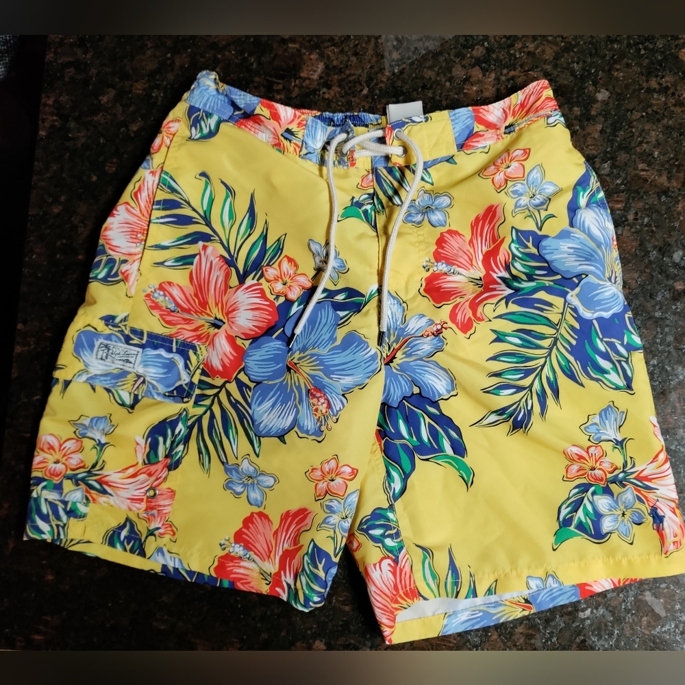 Polo Ralph Lauren yellow Hawaiian swim shorts